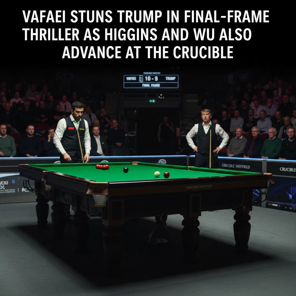 Vafaei Stuns Trump in Final-Frame Thriller as Higgins and Wu Also Advance at the Crucible